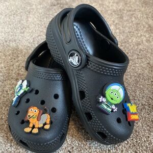 NWOT Baby Boy’s Black Toy Story Crocs Size 6